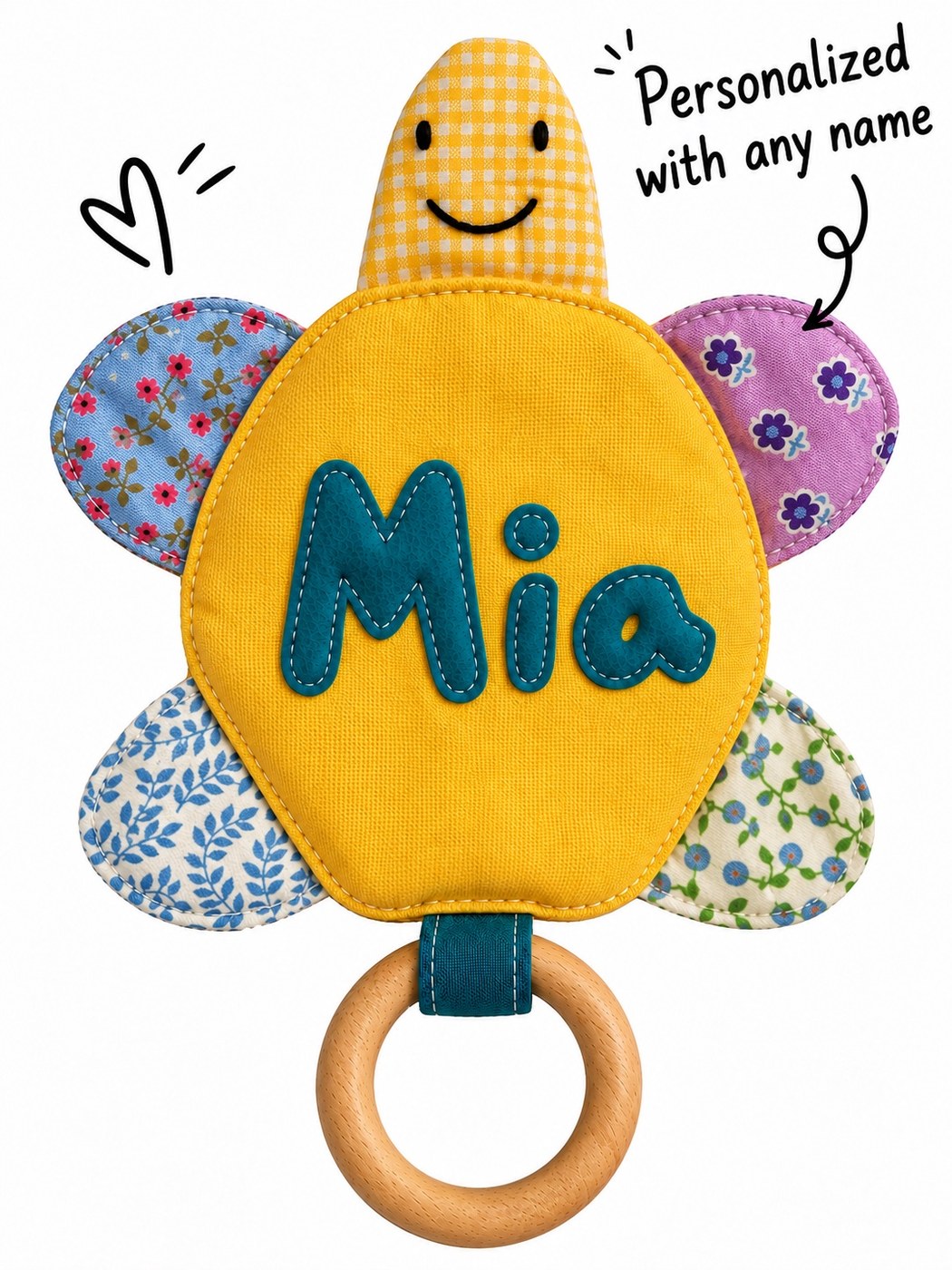 Personalized handmade turtle baby toy
